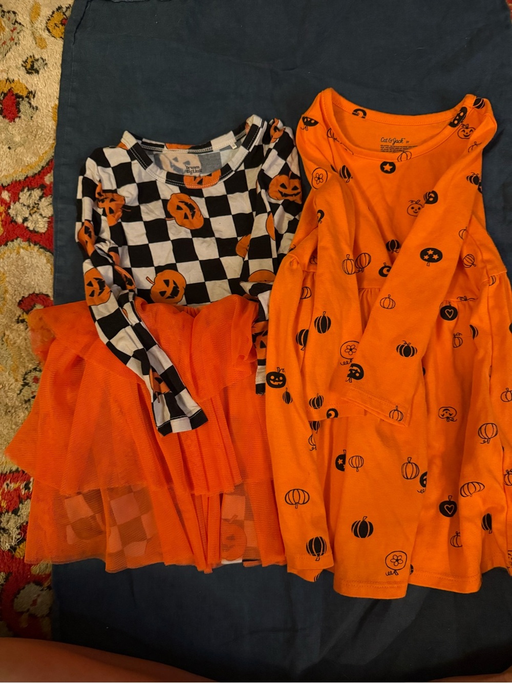 2 Pumpkin Print toddler dresses - 3T